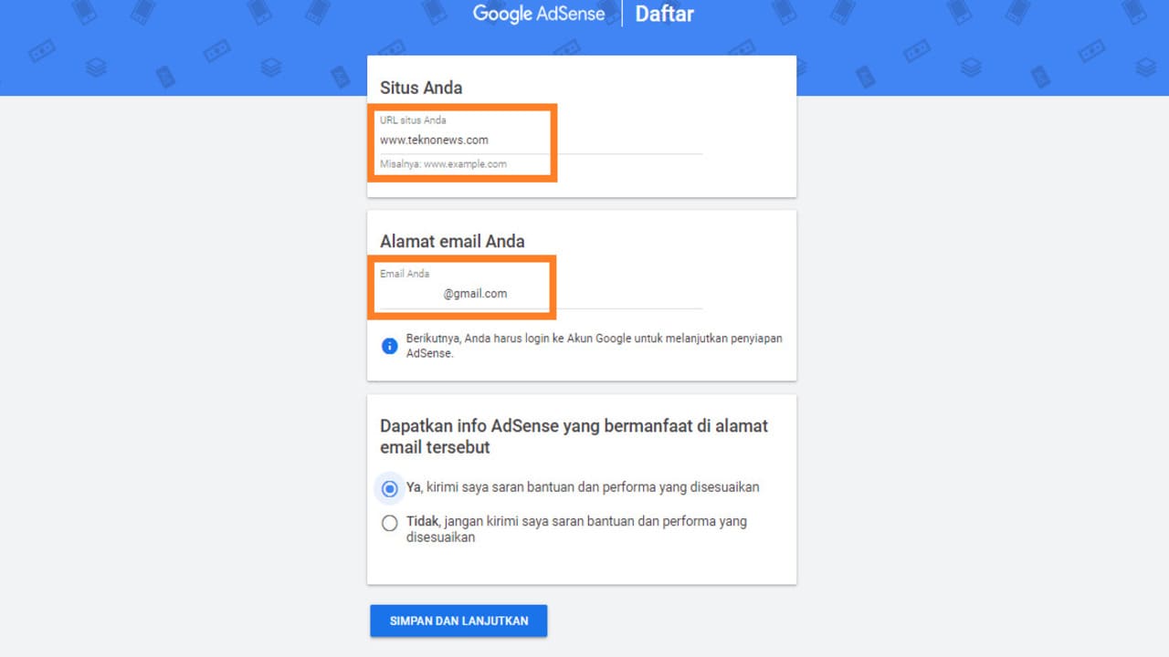Langkah-Langkah Mendaftar Google AdSense YouTube Melalui HP