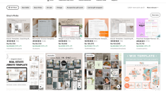 tampilan halaman etsy menunjukkan hasil pencarian template